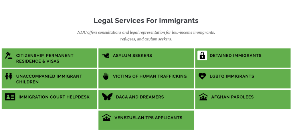 List of legal services for immigrants.